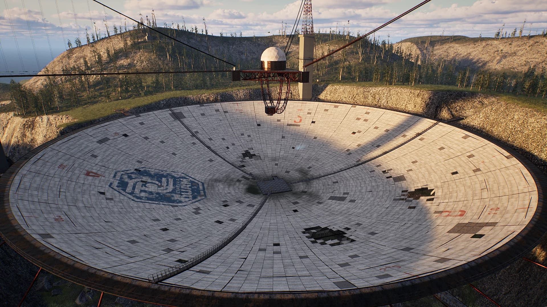El plato del radiotelescopio visto desde arriba